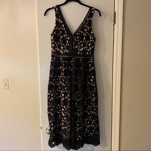 Black overlay midi dress